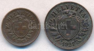 Svájc 1912B 1r Br + 1927B 2r Br T:2
Switzerland 1912B 1 Rappen Br + 1927B 2 Rappen Br C:XF
Krause ...