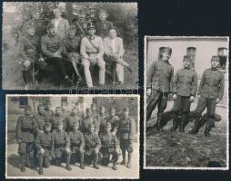 cca 1940 3 db katonai csoportkép, fotólap, 9x13 cm