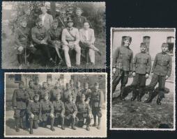 cca 1940 3 db katonai csoportkép, fotólap, 9x13 cm