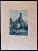 Olvashatatlan jelzéssel: Minorita templom, Bécs. Rézkarc, papír, 20×15 cm