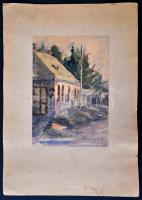 Galánthai jelzéssel: Utca részlet. Akvarell, papír, 28×20 cm