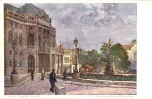 Pozsony, Pressburg, Bratislava; Kossuth Lajos tér, színház / square, theater, B. K. W. I. 386-8. s: Marx Béla