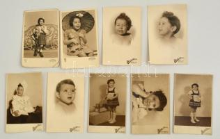 cca 1935-1945 Gyerekeket ábrázoló fotólapok, némelyik sérüléssel, 9 db, 13x9 cm