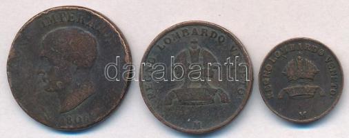 Olasz Államok / Napóleon Királysága 1808B 1S Cu "I. Napóleon" + Lombardia-Velence 1822M 1c...