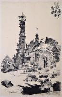 1945 Bp., Buda az ostrom után, rajzok 12 képben, mappa (a mappa rossz, de a képek jó állapotban)