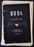 1945 Bp., Buda az ostrom után, rajzok 12 képben, mappa (a mappa rossz, de a képek jó állapotban)