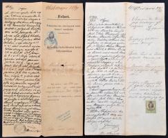 1873, 1877 A tekintetes kir. törvényszék telekkönyvi osztályhoz címzett folyamodvány, 2 db 15 kr okmánybélyegekkel