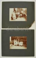 cca 1914 Jákóy Géza országgyűlési képviselő családi körben, 2 db kartonra kasírozott fotó, 11x15 cm