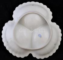 Herendi indiai kosár mintás porcelán hármas kínáló, kézzel festett, jelzett, hibátlan, 33x33 cm