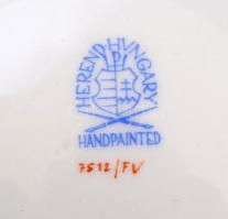 Herendi indiai kosár mintás porcelán hármas kínáló, kézzel festett, jelzett, hibátlan, 33x33 cm