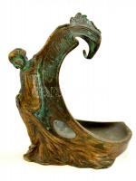 cca 1900 Szecessziós bronz zsebóra tartó női alak díszítéssel. Patinás / Art nouveau pocket watch ho...