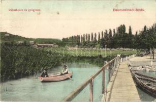 Balatonalmádi-fürdő, Csónakpark és gyógyház. Fodor Ferenc kiadása (EK)