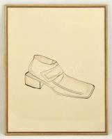 Jelzés nélkül: Cipő. Tus-akvarell, papír, üvegezett keretben, 60×48 cm