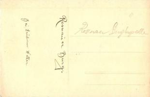 Rozsnyó, Barcarozsnyó, Rosenau, Rasnov; vár, kirándulók csoportképe / castle ruins, hikers group pho...