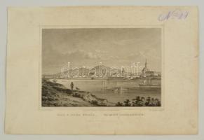 cca 1840 Ludwig Rohbock (1820-1883): VÁc a Duna felől acélmetszet / Pest steel-engraving page size: 16x26 cm