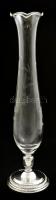 Empire ezüst (Ag.) talpú váza, csiszolt mintával, hibátlan, súlyozott, jelzett, m:28 cm