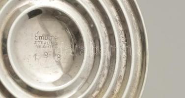 Empire ezüst (Ag.) talpú váza, csiszolt mintával, hibátlan, súlyozott,  jelzett, m:28 cm