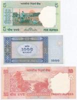 Vegyes: Azerbajdzsán 2001. 1000M + India 2002. 5R + 2007. 20R papírránc T:I,I-
Mixed: Azerbaijan 20...