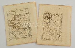 cca 1690 A lengyel királyságot ábrázoló rézmetszetű térképlapok. Megjelent: Alain Manesson Maller: Description de lUnivers.. Paris,1683./ Maps of Poland, the Polish Kingdom Etching. 11x17 cm