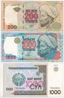 Vegyes: Kirgizisztán 1993. 10T + 50T + Üzbegisztán 2001. 1000S + Kazahsztán 1999. 200T + 2000. 1000T...