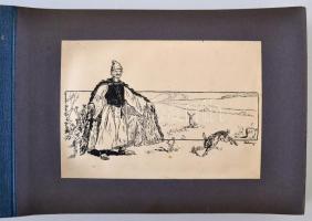 Dobay jelzéssel: Vadászattal kapcsolatos képek. Tus, akvarell, 11x19 cm (45×) Albumban