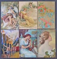 Cipősdoboznyi, min.500 db főleg zsánerképes és üdvözlőlap lap benne sok Stengel, Tucks, hozzá magyar...