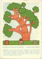 A finnugor népek; a Sugurahvaste Instituut (Rokonnépek Intézete) kiadása - 2 db régi motívumlap / 2 pre-1945 motive cards. Finno-Ugric language family map, irredenta