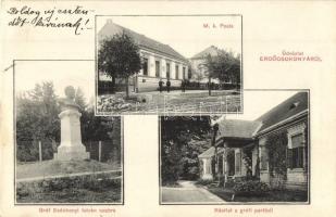 Erdőcsokonya (Csokonyavisonta), M. k. Posta, Gróf Széchenyi István szobor, kastélypark. Löwy Markusz fiai kiadása (EK)