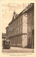 Nagyszeben, Hermannstadt, Sibiu; M. kir. állami főgimnázium, Katona kórház, villamos / Kön. ung. Staats-Obergymnasium, Militär-Lazarett. Kunstanstalt Jos. Drotleff / grammar school, military hospital, tram (EK)