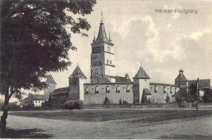 Szászhermány, Honigberg, Harman; Erődtemplom. Atelier Gust kiadása / church fortress (ázott / wet damage)