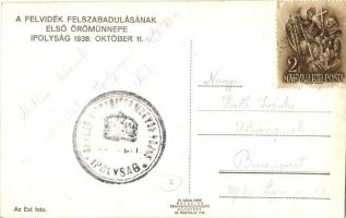 1938 Ipolyság, Sahy; bevonulás / entry of the Hungarian troops + Ipolyság visszatért So. Stpl