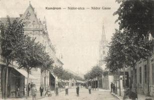 Komárom, Komárno; Nádor utca, üzletek. L. H. Pannonia kaidása / street view, shops (EK)