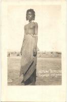 Costumi Tripolini. Ragazza indigena / Tripoli folklore, nude native girl, F. T. D. 3452.
