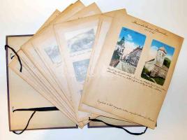 Első világháborús album, orosz és olasz front: képeslapok, fényképek, légi felvételek stb. házi készítésű albumban, érdekes és tartalmas dokumentáció