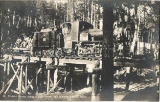 Dr. Elzász Oszkár főhadnagy. Táborivasút egy újonnan készült hídon. Hadifénykép kiállítás / WWI K.u.K. soldiers with the field train on a newly built bridge