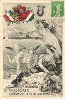 1909 Geneve, Concours International de Musique / International music competition advertisement card, coat of arms. E. Pollian & Geroudet (EK)