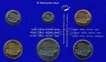 Hollandia 1999. 5c-5G 6klf forgalmi szettben, Euro érmék bemutatásával T:BU