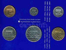Hollandia 2001. 5c-5G 6klf forgalmi szettben, Euro érmék bemutatásával T:BU