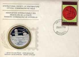 Bermuda 1978. "II.Erzsébet megkoronázásának 25. évfordulójára" Ag emlékérem éréms borítékon T:PP