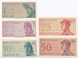 Indonézia 1964. 1s + 5s + 10s + 25s + 50s T:I Indonesia 1964. 1 Sen + 5 Sen + 10 Sen + 25 Sen + 50 Sen C:UNC Krause 90.a, 91.a, 92.a, 93.a, 94.a