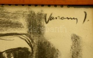 Vaszary jelzéssel: Katona. Szén, papír, üvegezett keretben, 32×23 cm