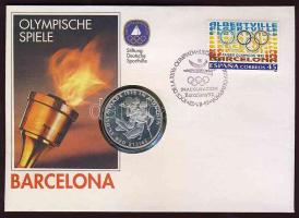 Spanyolország 1992. érmés boríték 1972. 10M Ag "München" érmével T:1