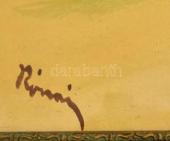 Rónai jelzéssel: Piknik. Akvarell-szén, papír, üvegezett keretben, 30×44 cm