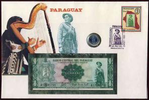 Paraguay 1980. 1G T:1 + 1952. 1G T:I érmés-bankjegyes borítékon
