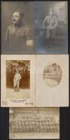 cca 1914-1918 Katonai privát fotólapok, 13 db vintage fotó, többsége feliratozva, postázva, 9x14 cm
