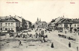Kassa, Fő utca, piac, Adriányi és Markó üzlete / main street, market shops