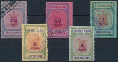 1927 Szolnok város okmánybélyeg teljes sora (5 db érték) (28.100)