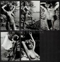 cca 1976 Szabadtéri aktfotózás, 13 db vintage fotó, 14x9 cm / 13 erotic photos, 14x9 cm