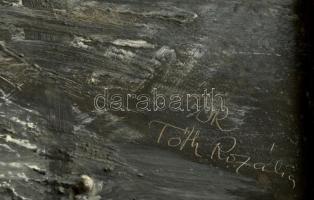 Tóth Rozália (1946-2015): Téli tanya. Olaj-gipsz, vászon, jelzett, keretben, 19×40 cm