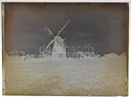 cca 1925 Szélmalom, vintage üveglemez negatív Kerny István (1879-1963) hagyatékából, 9x12 cm